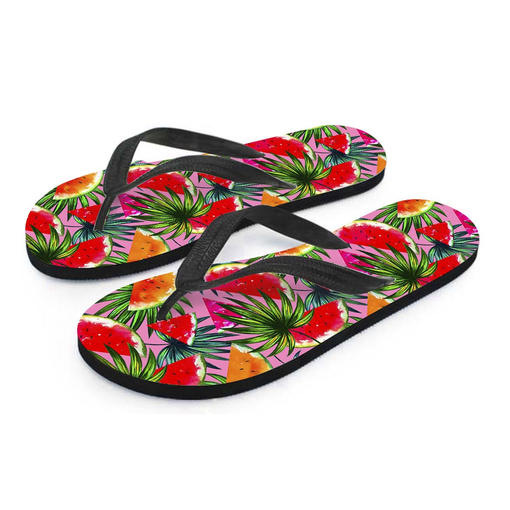 Colorful Leaf Watermelon Pattern Print Flip Flops