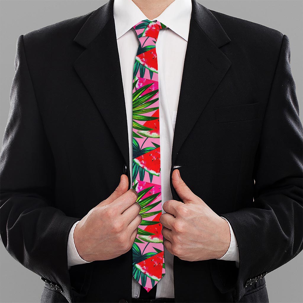 Colorful Leaf Watermelon Pattern Print Necktie