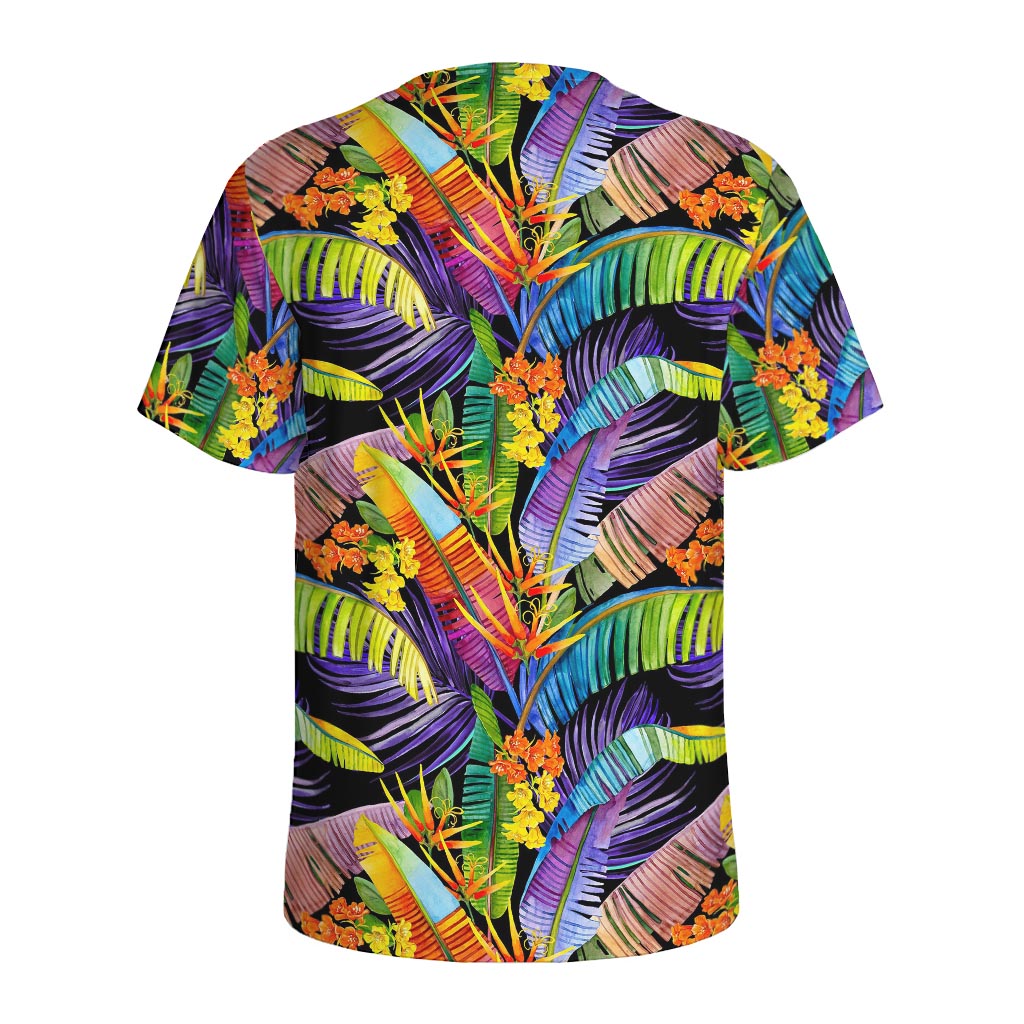 Colorful Leaves Tropical Pattern Print Men's Sports T-Shirt