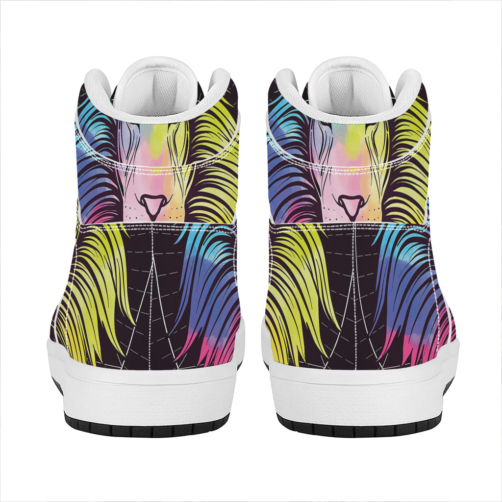Colorful Leo Sign Print High Top Leather Sneakers