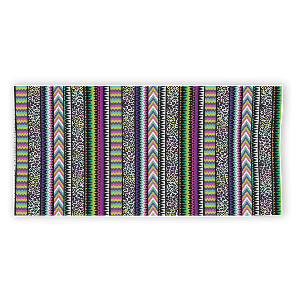 Colorful Leopard Navajo Tribal Print Beach Towel