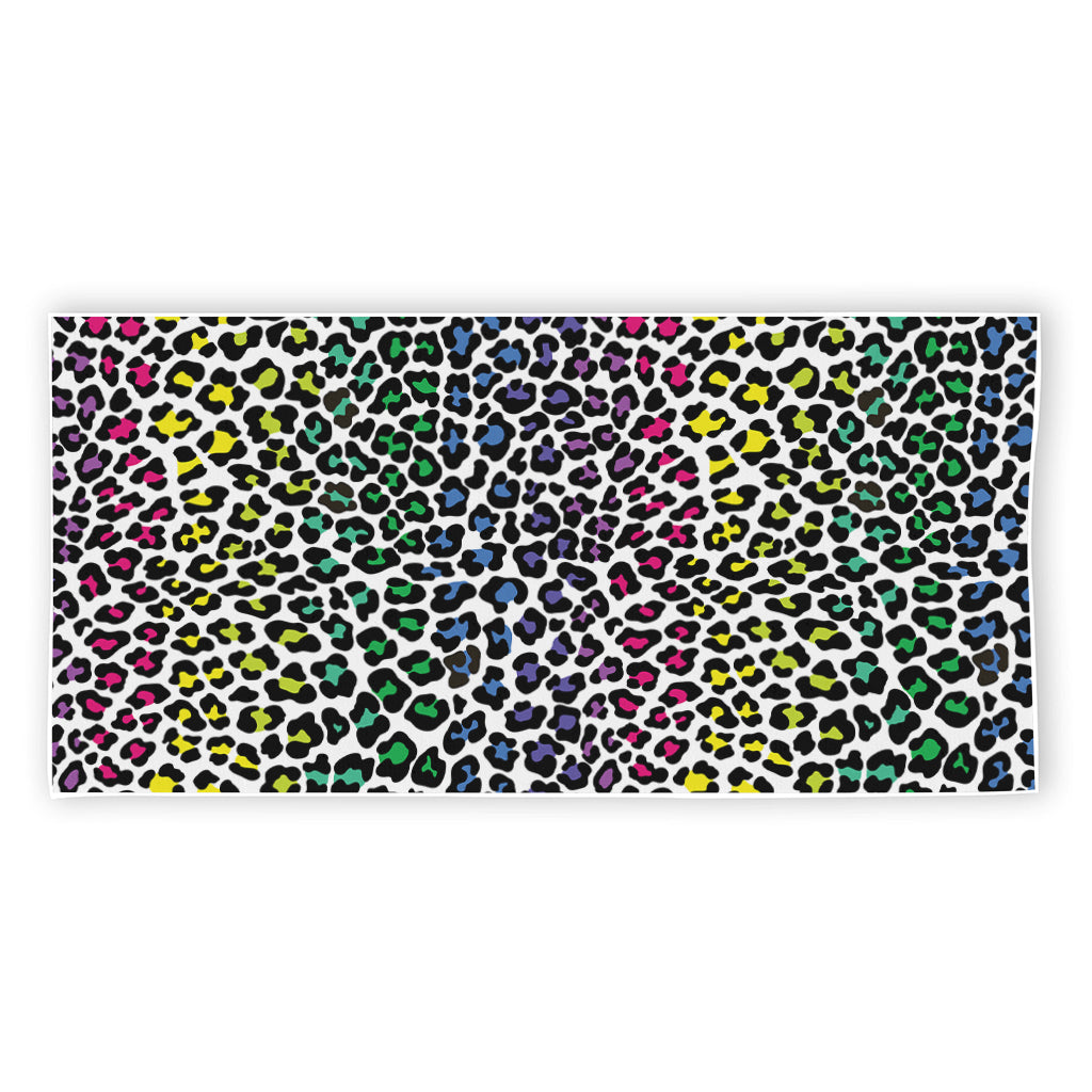 Colorful Leopard Print Beach Towel