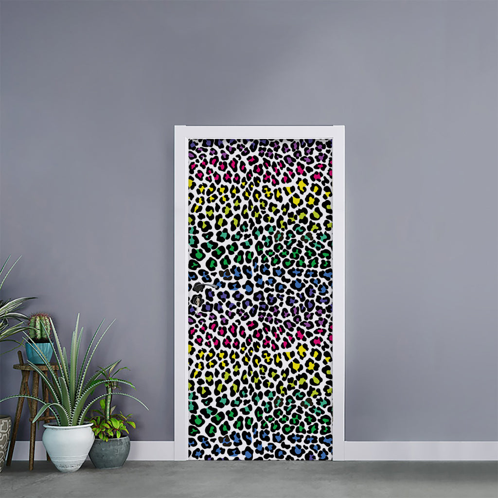Colorful Leopard Print Door Sticker