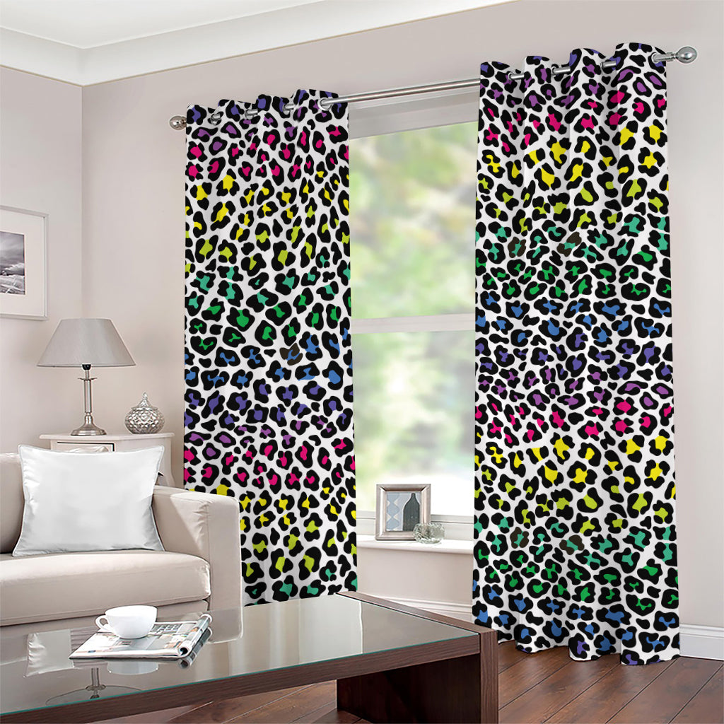 Colorful Leopard Print Grommet Curtains