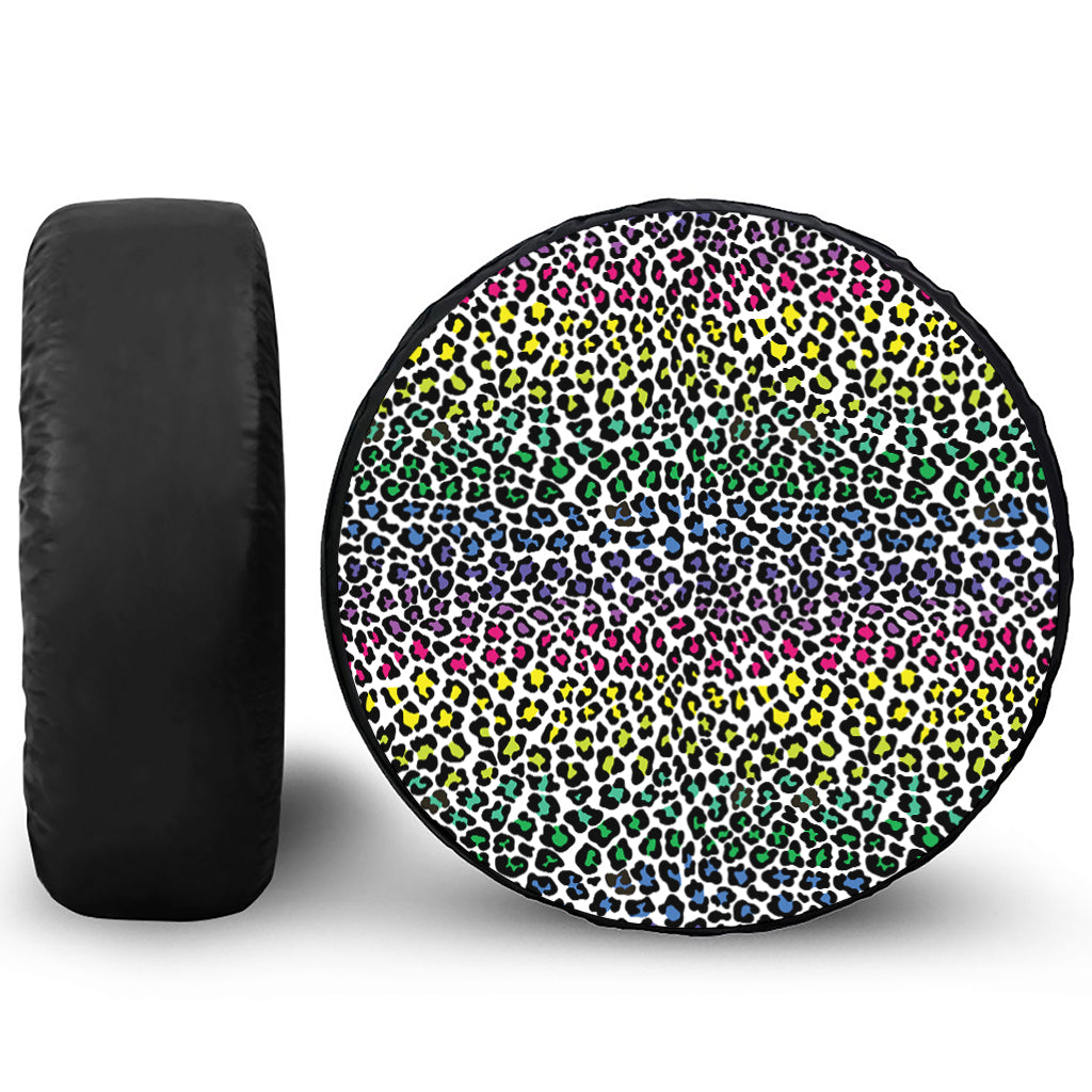 Colorful Leopard Print Tire Cover