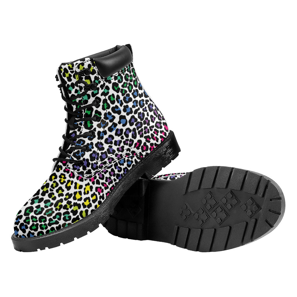 Colorful Leopard Print Work Boots