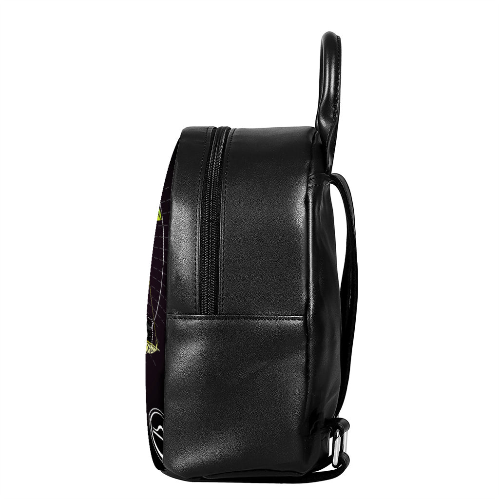 Colorful Libra Sign Print Leather Backpack