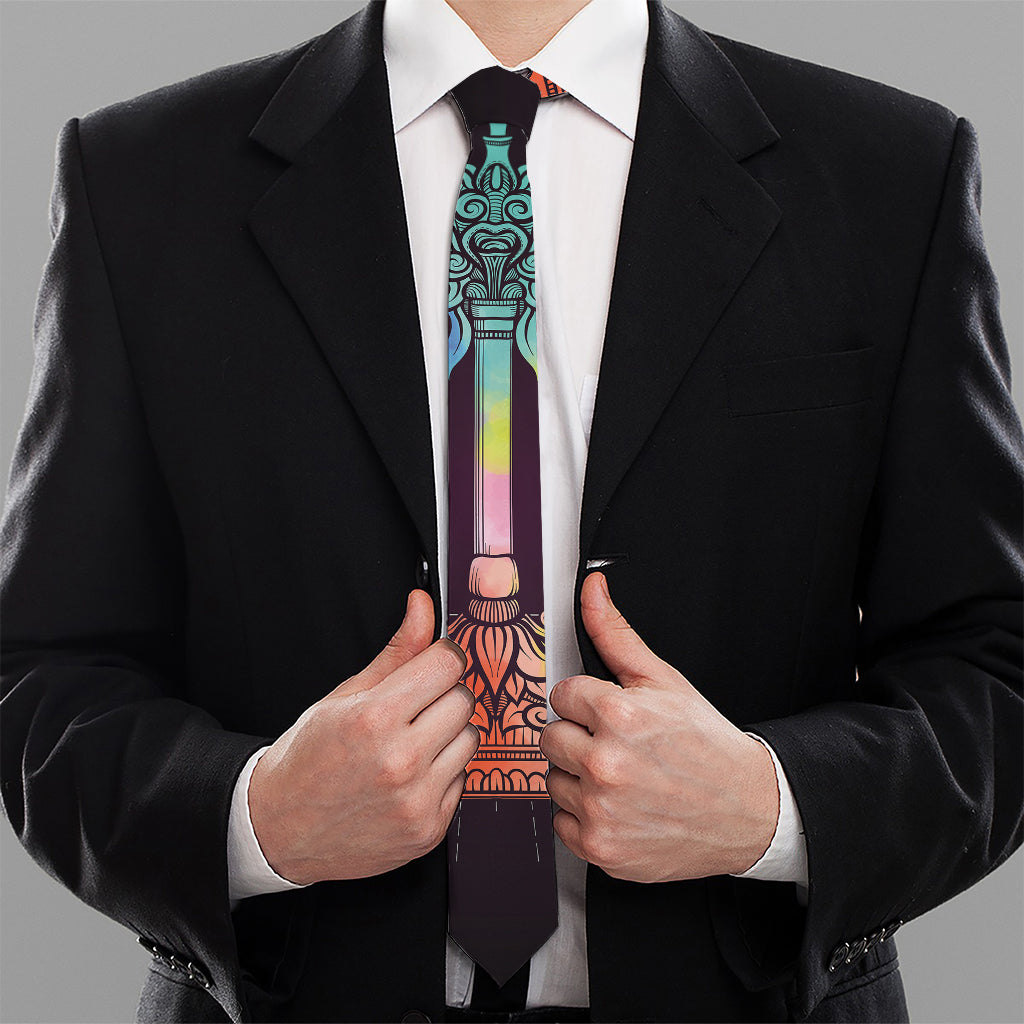 Colorful Libra Sign Print Necktie