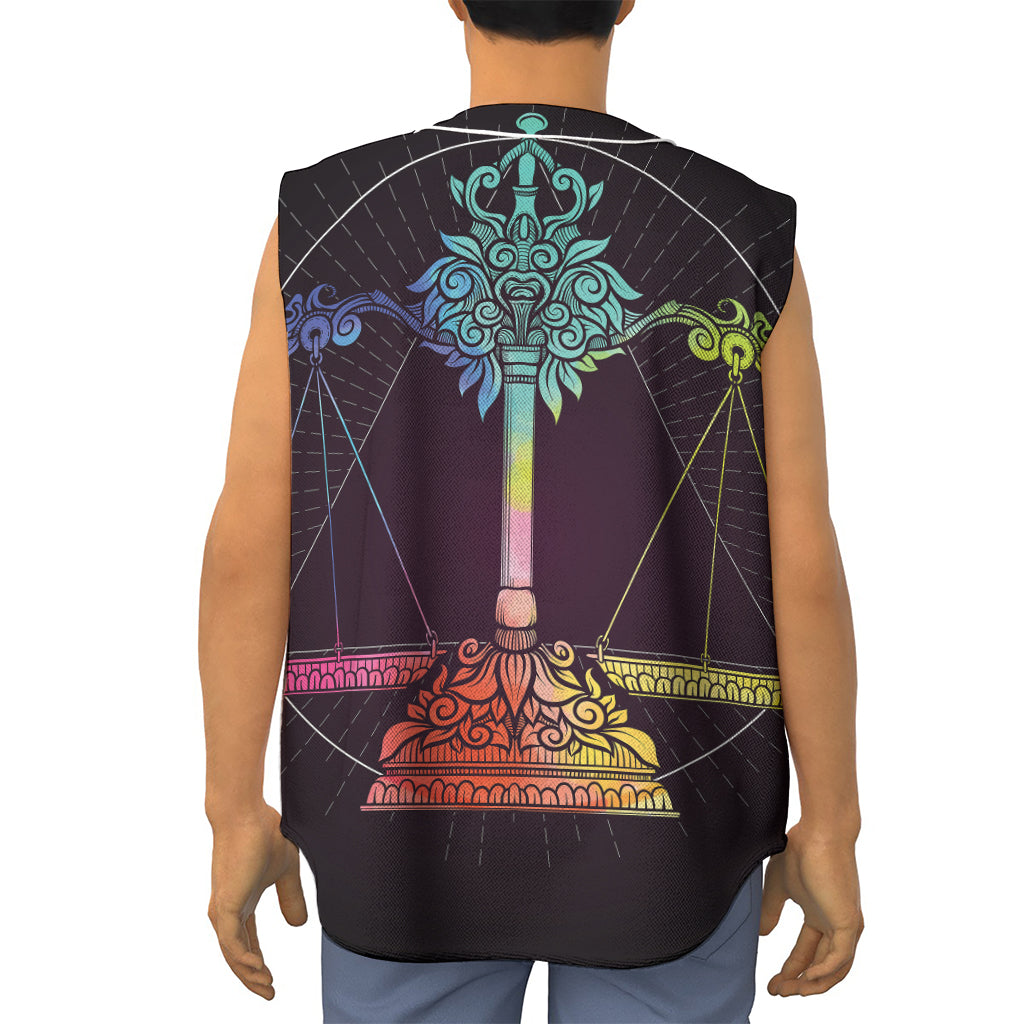 Colorful Libra Sign Print Sleeveless Baseball Jersey