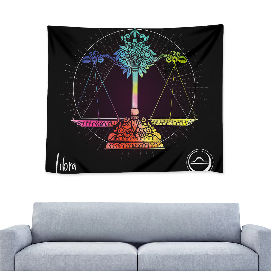 Colorful Libra Sign Print Tapestry