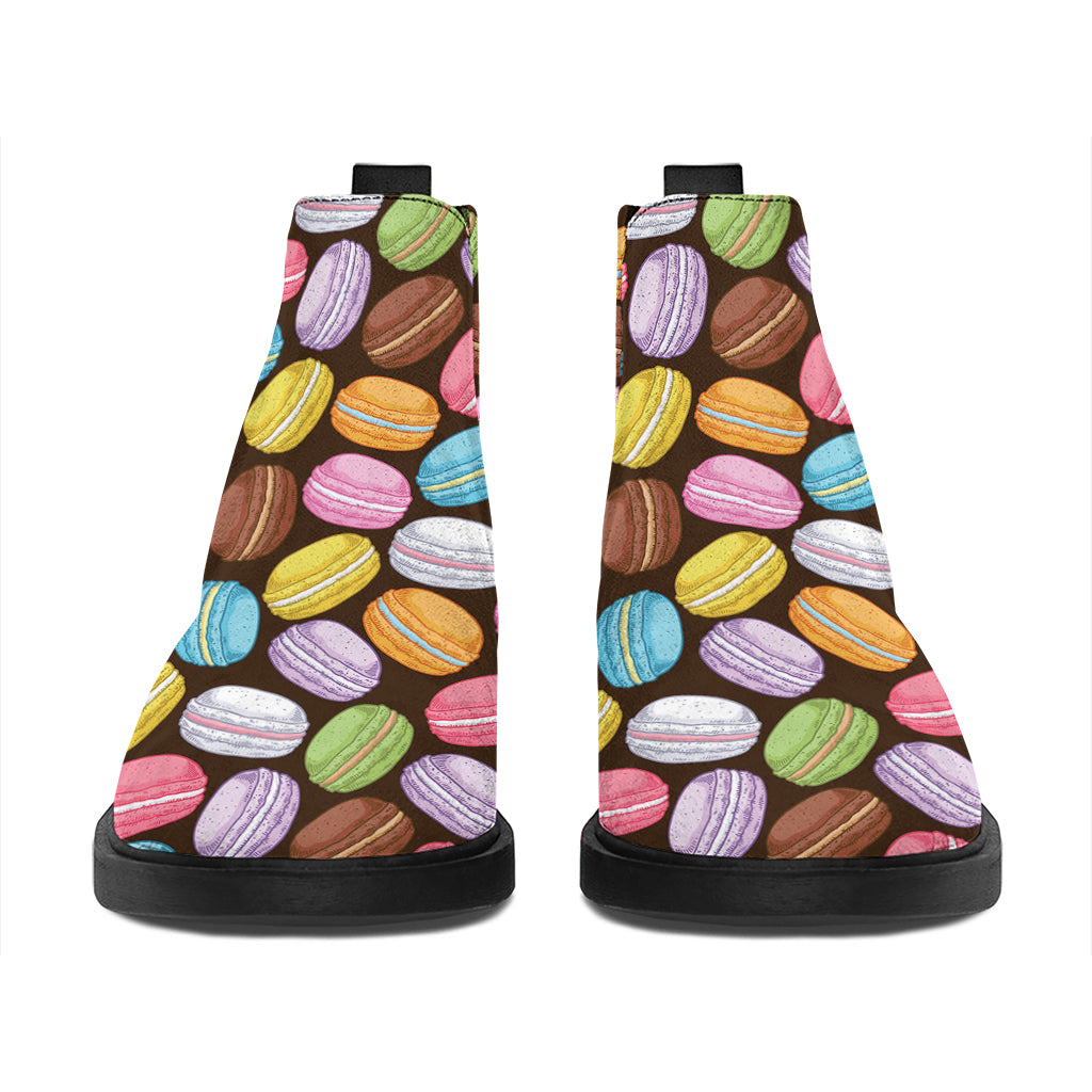 Colorful Macarons Pattern Print Flat Ankle Boots