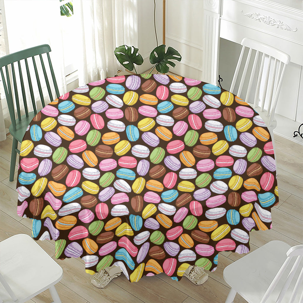 Colorful Macarons Pattern Print Waterproof Round Tablecloth