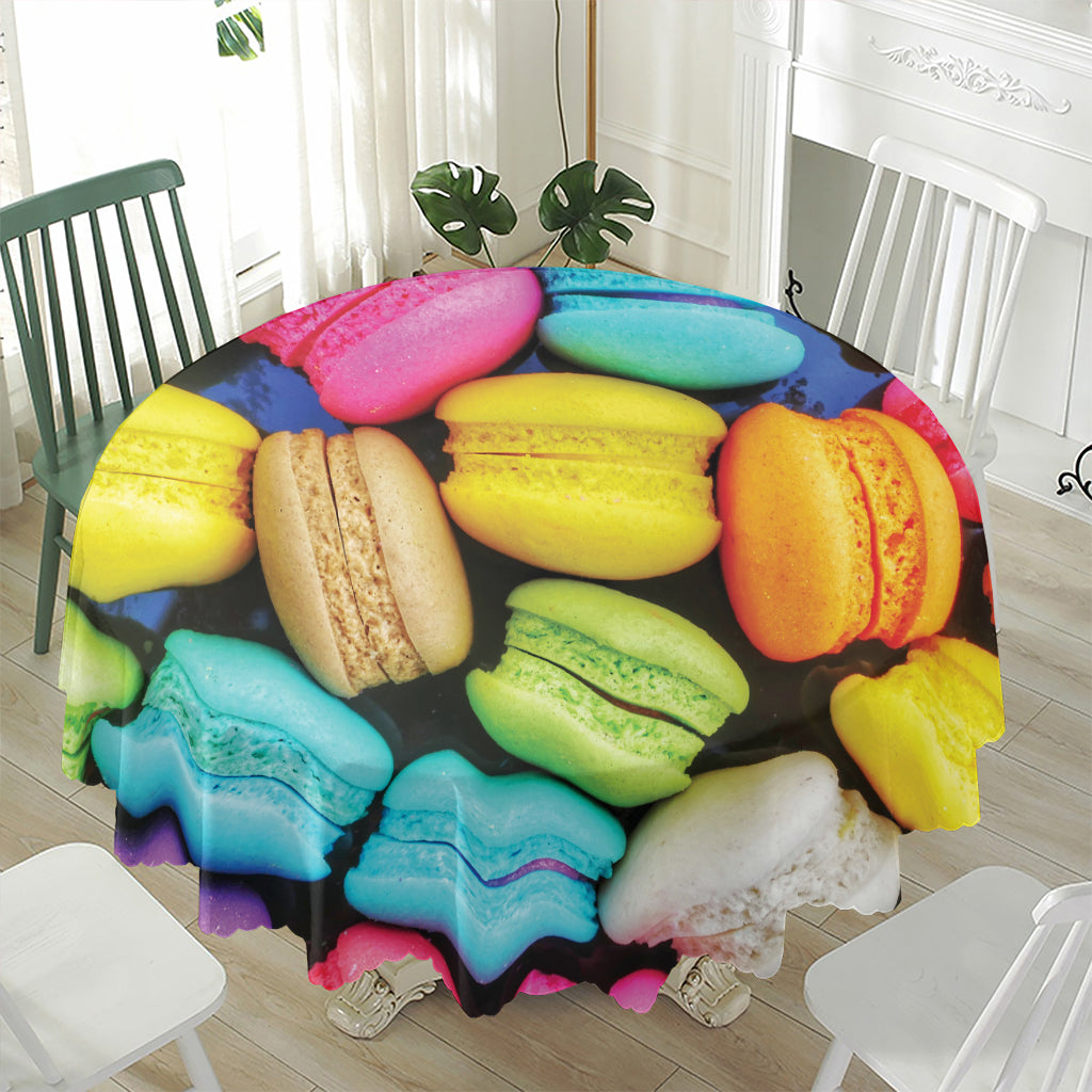 Colorful Macarons Print Waterproof Round Tablecloth