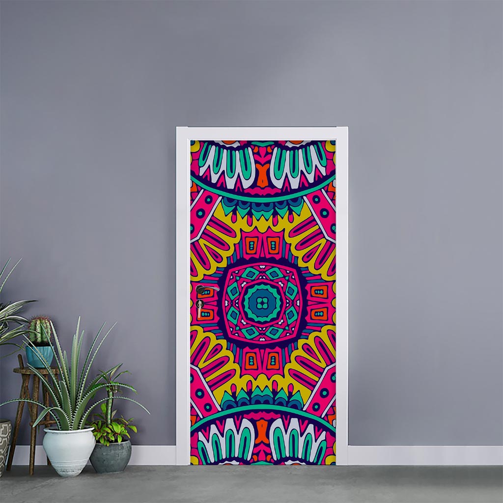 Colorful Mandala Bohemian Pattern Print Door Sticker