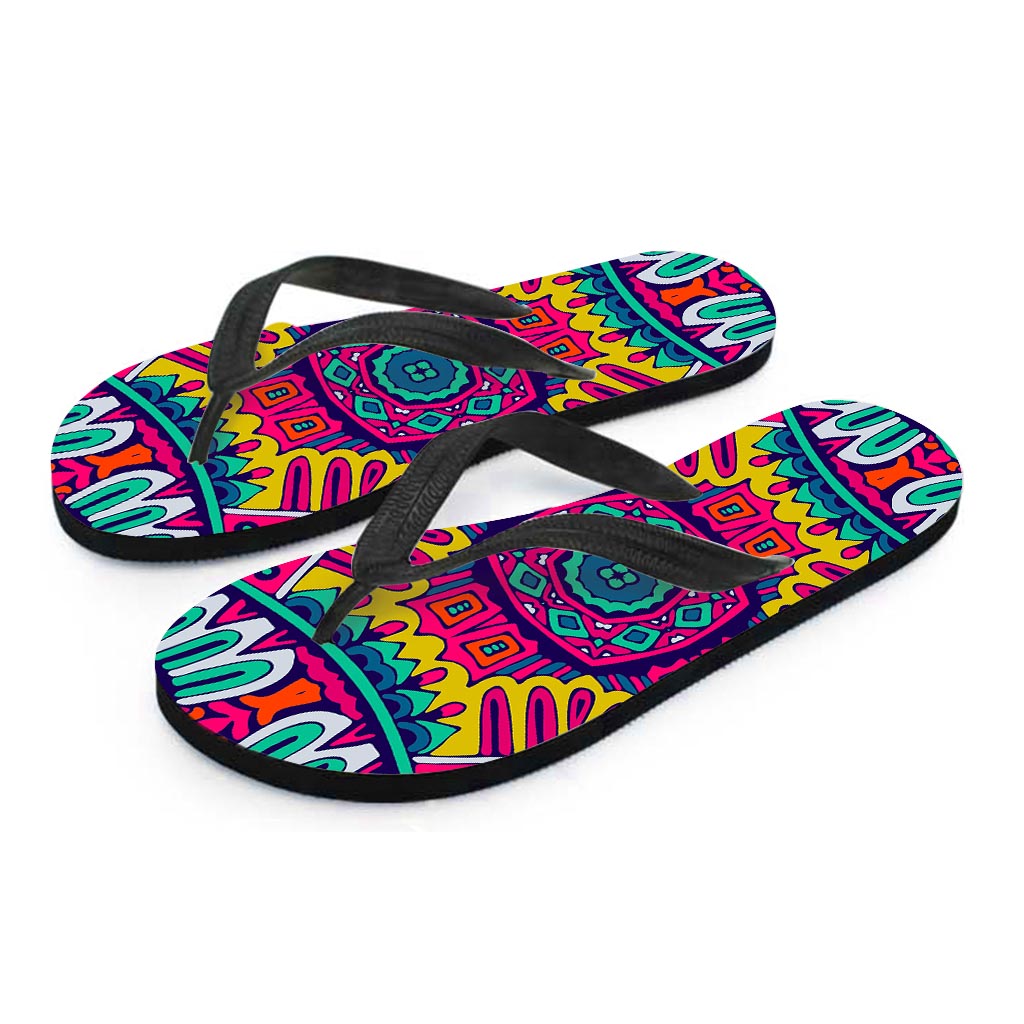 Colorful Mandala Bohemian Pattern Print Flip Flops