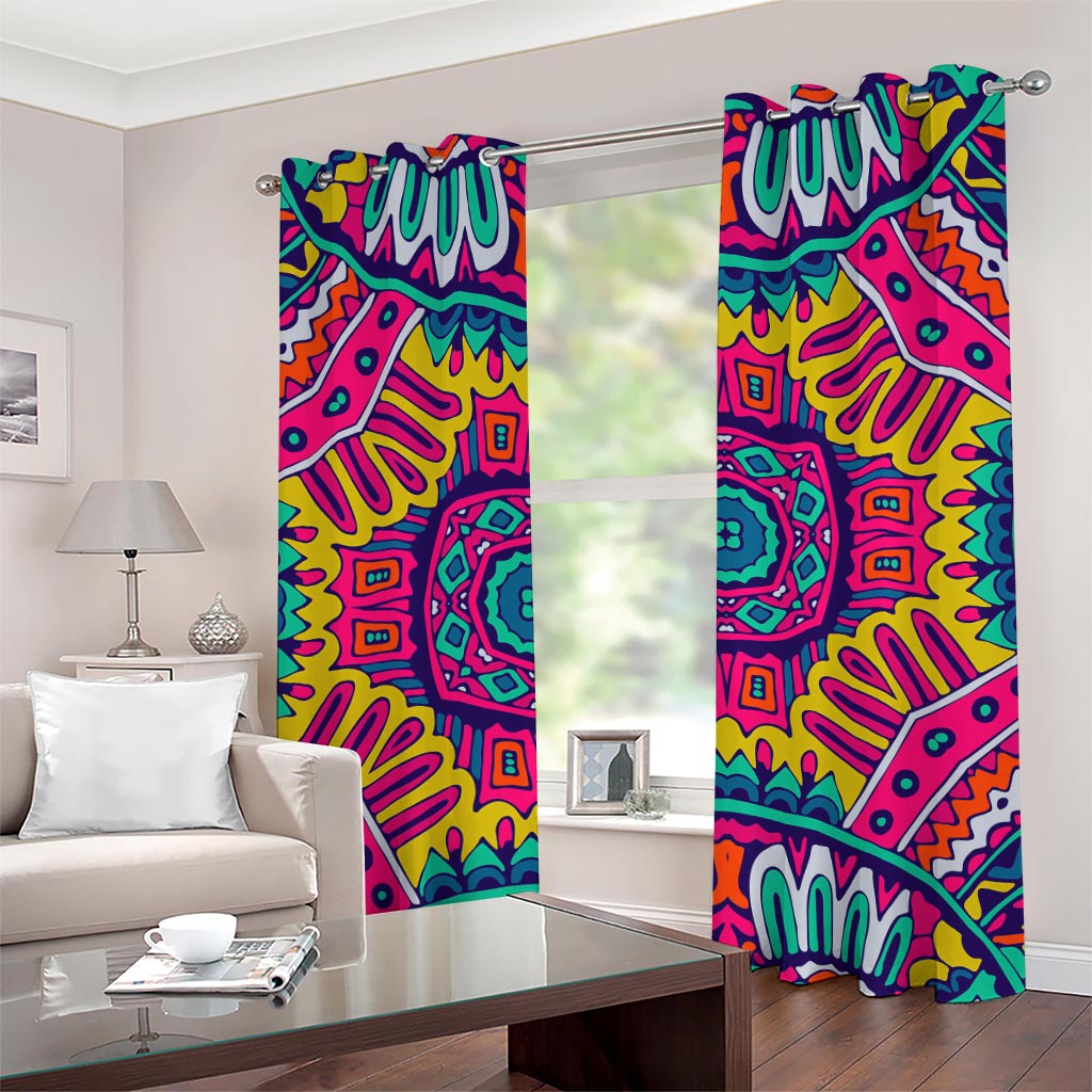 Colorful Mandala Bohemian Pattern Print Grommet Curtains