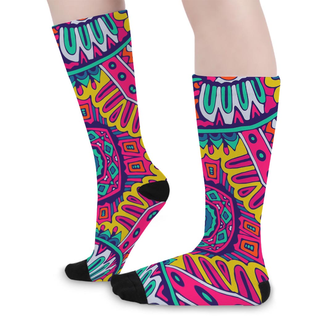 Colorful Mandala Bohemian Pattern Print Long Socks