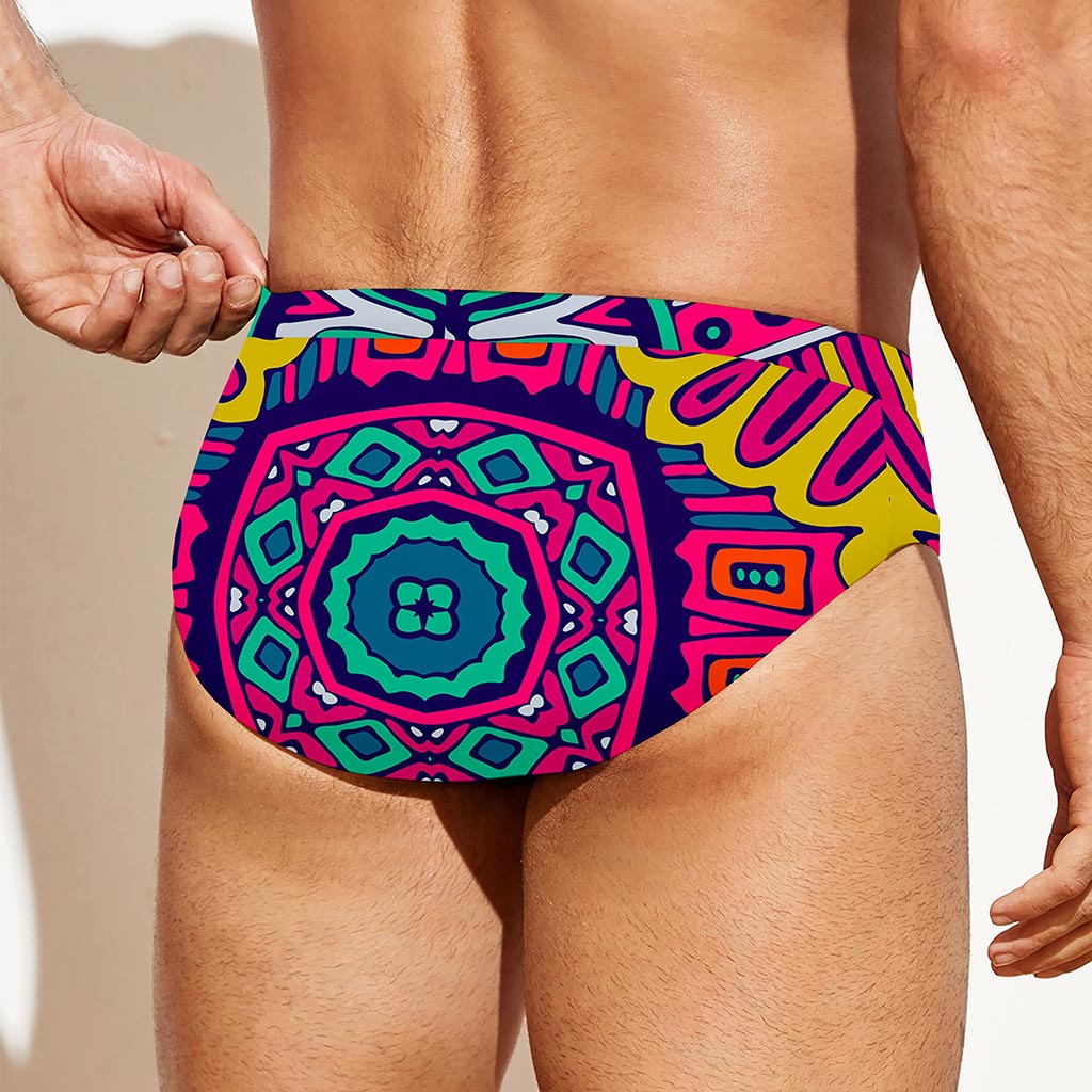 Colorful Mandala Bohemian Pattern Print Men's Swim Briefs
