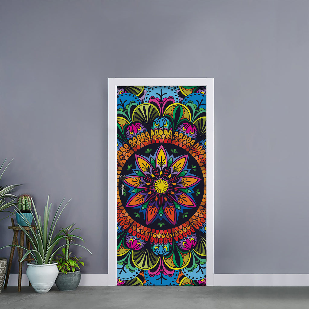 Colorful Mandala Print Door Sticker