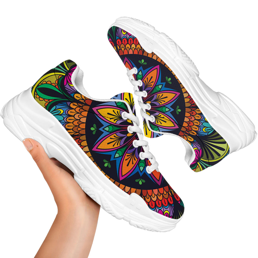 Colorful Mandala Print White Chunky Shoes