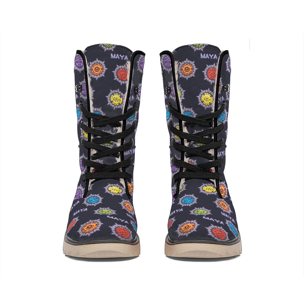 Colorful Maya Pattern Print Winter Boots