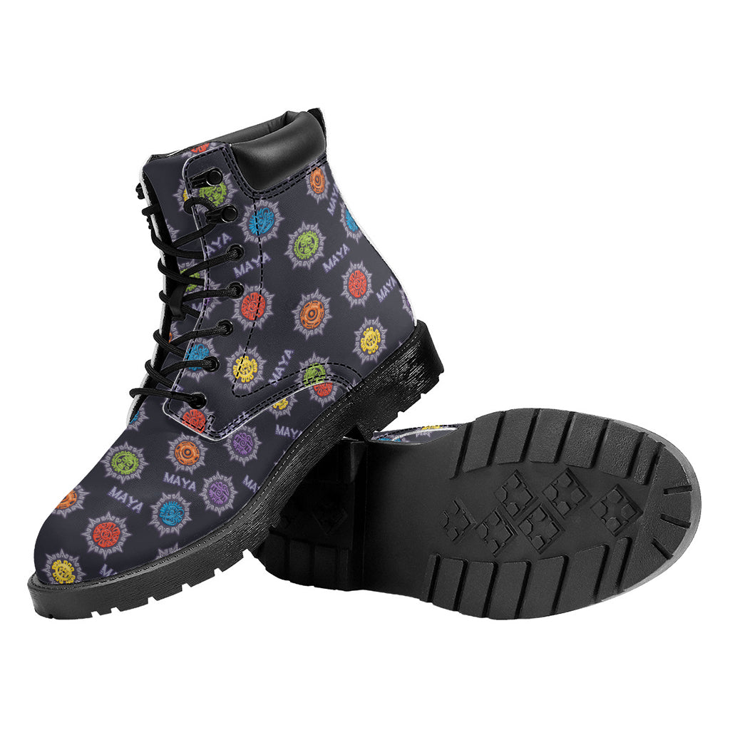 Colorful Maya Pattern Print Work Boots