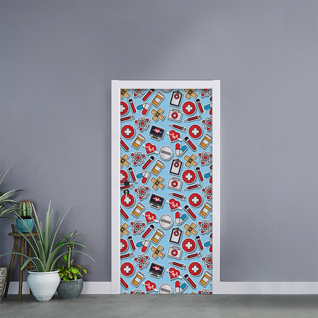 Colorful Medical Pattern Print Door Sticker
