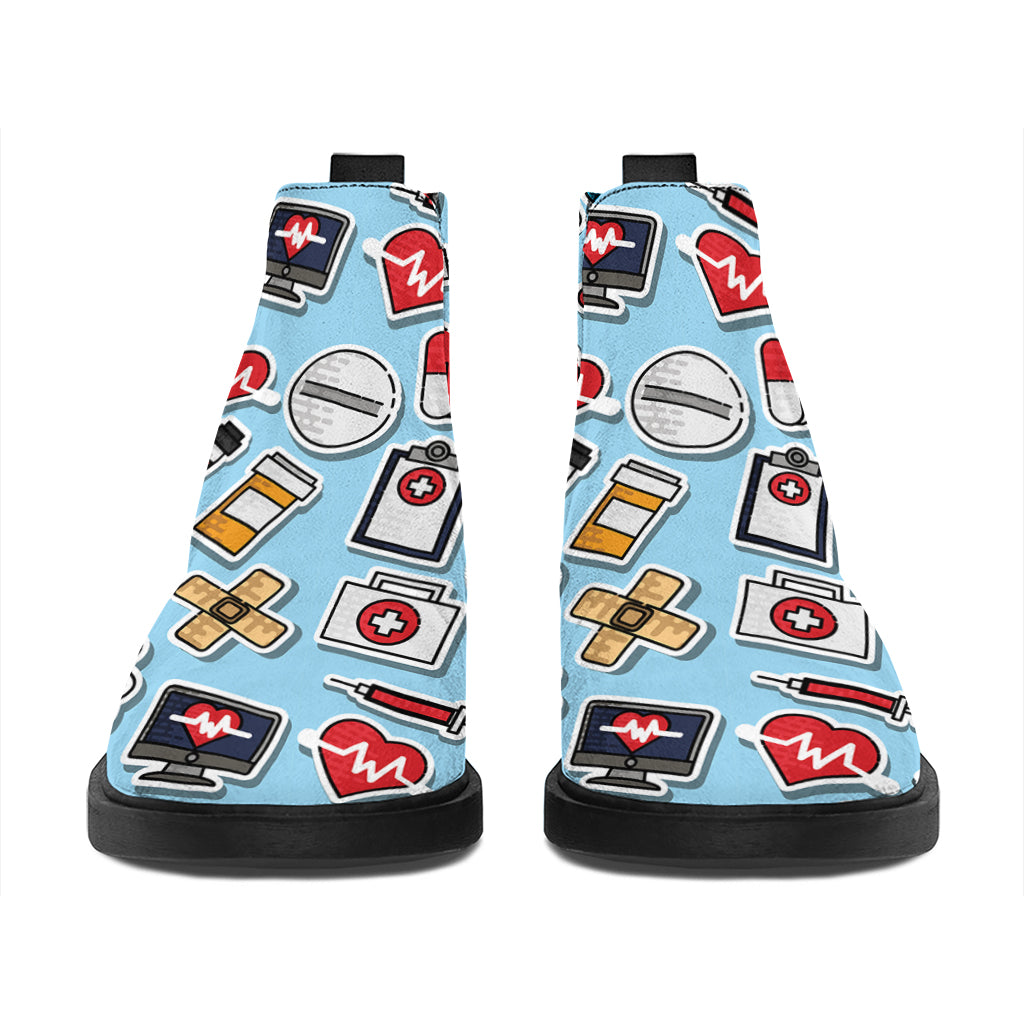 Colorful Medical Pattern Print Flat Ankle Boots