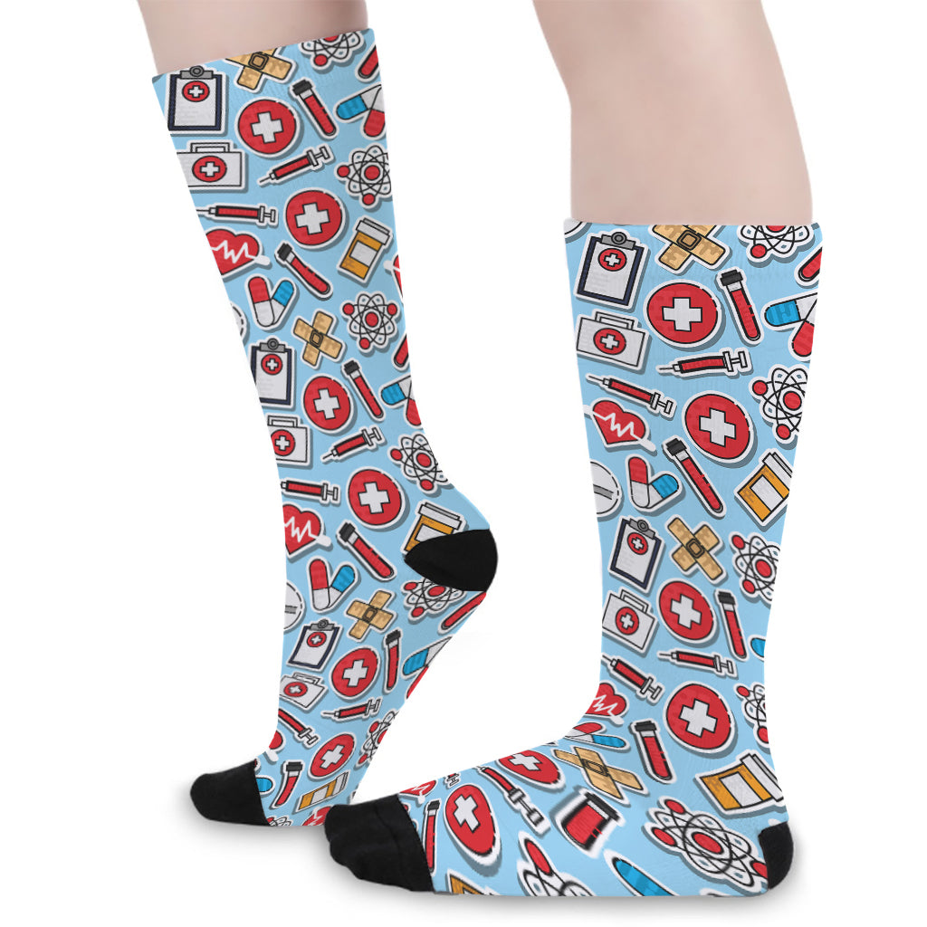 Colorful Medical Pattern Print Long Socks