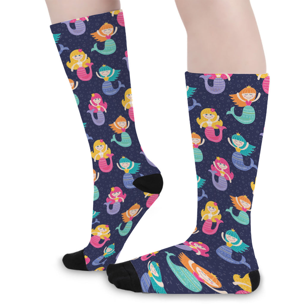 Colorful Mermaid Pattern Print Long Socks