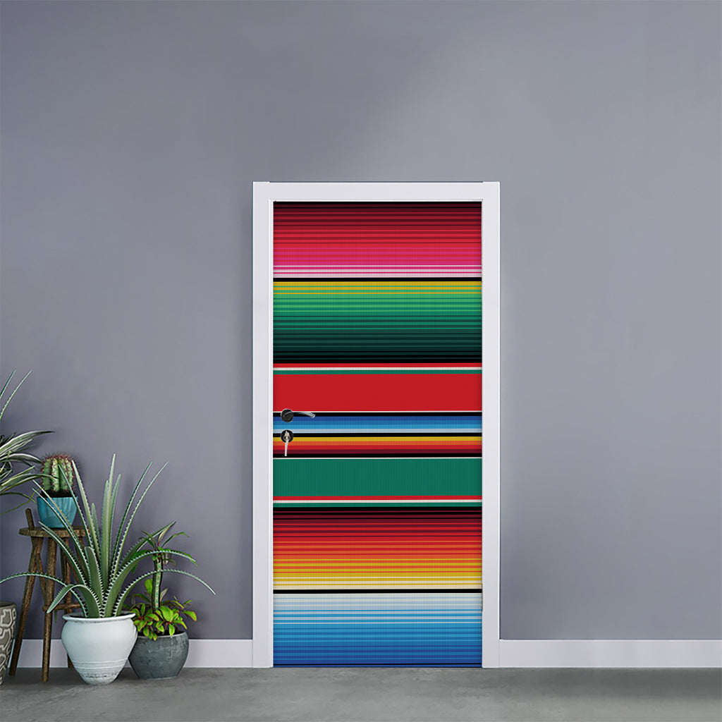 Colorful Mexican Blanket Pattern Print Door Sticker