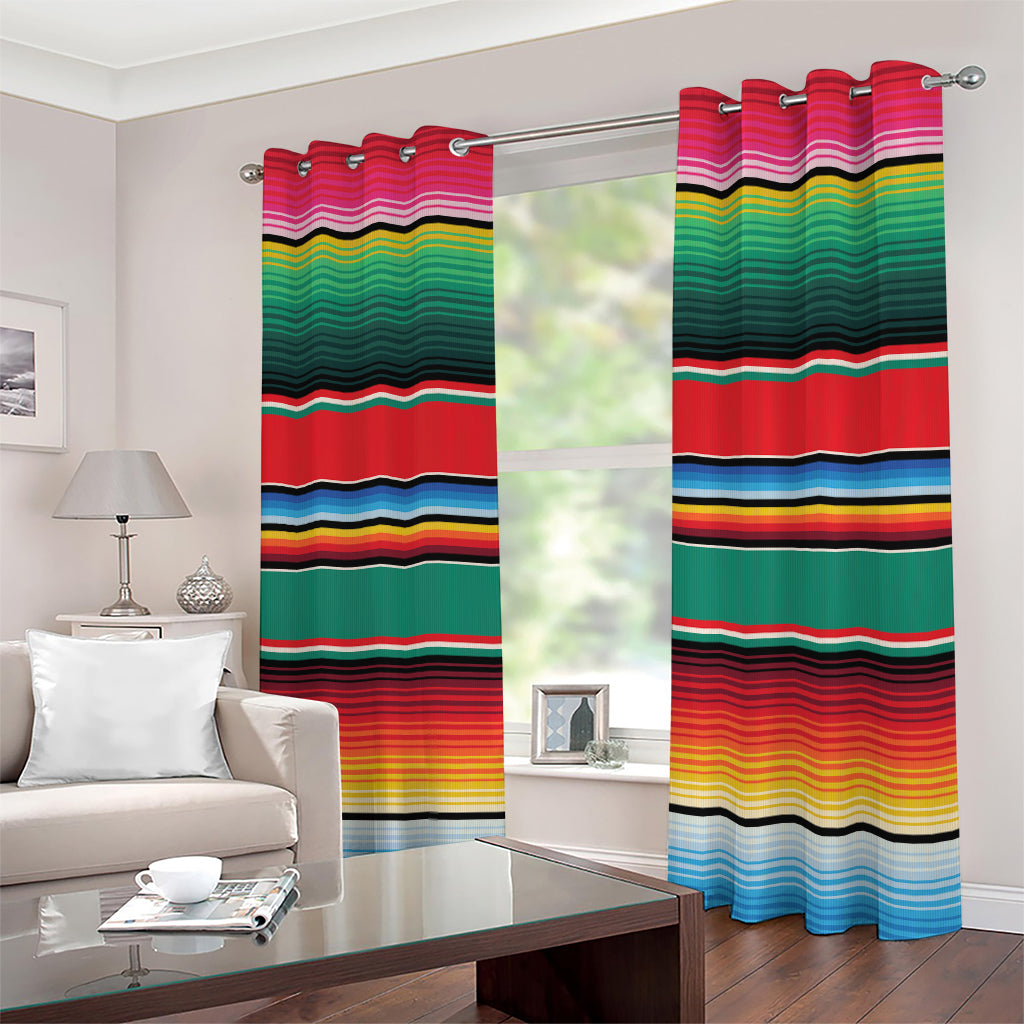Colorful Mexican Blanket Pattern Print Extra Wide Grommet Curtains