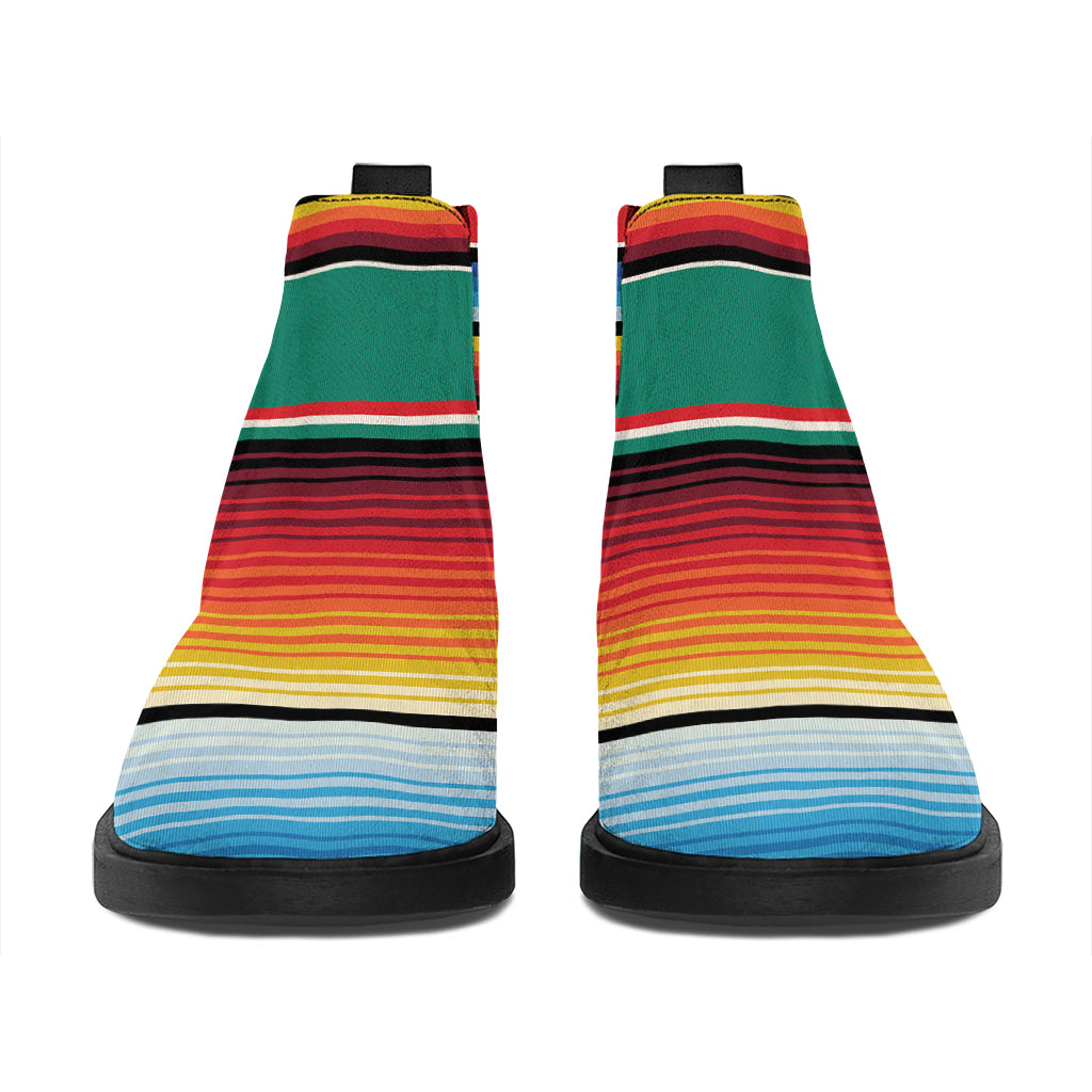 Colorful Mexican Blanket Pattern Print Flat Ankle Boots