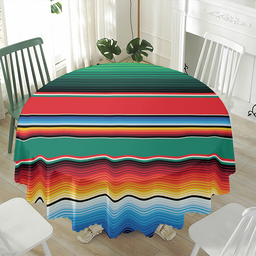 Colorful Mexican Blanket Pattern Print Waterproof Round Tablecloth