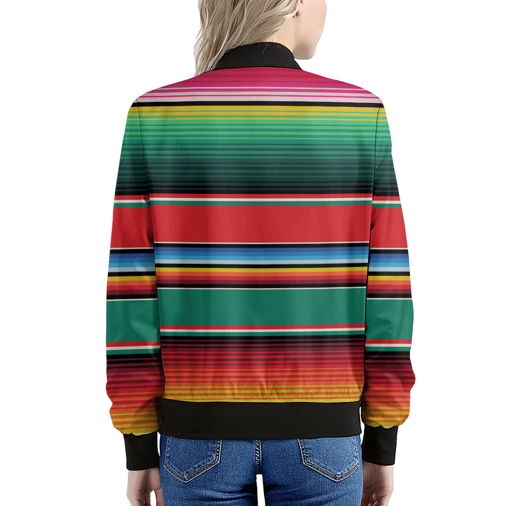 Colorful Mexican Blanket Pattern Print Women's Bomber Jacket