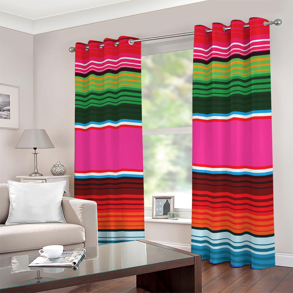 Colorful Mexican Blanket Stripe Print Extra Wide Grommet Curtains