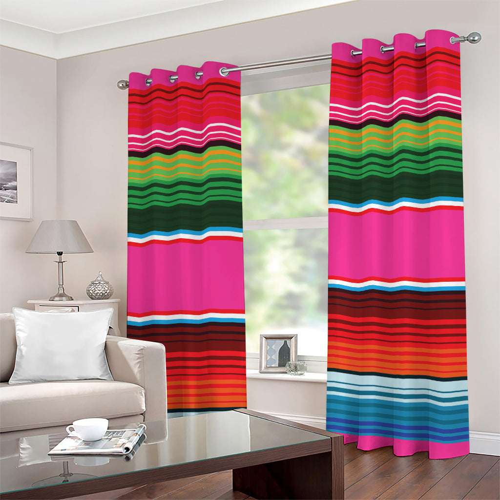 Colorful Mexican Blanket Stripe Print Grommet Curtains
