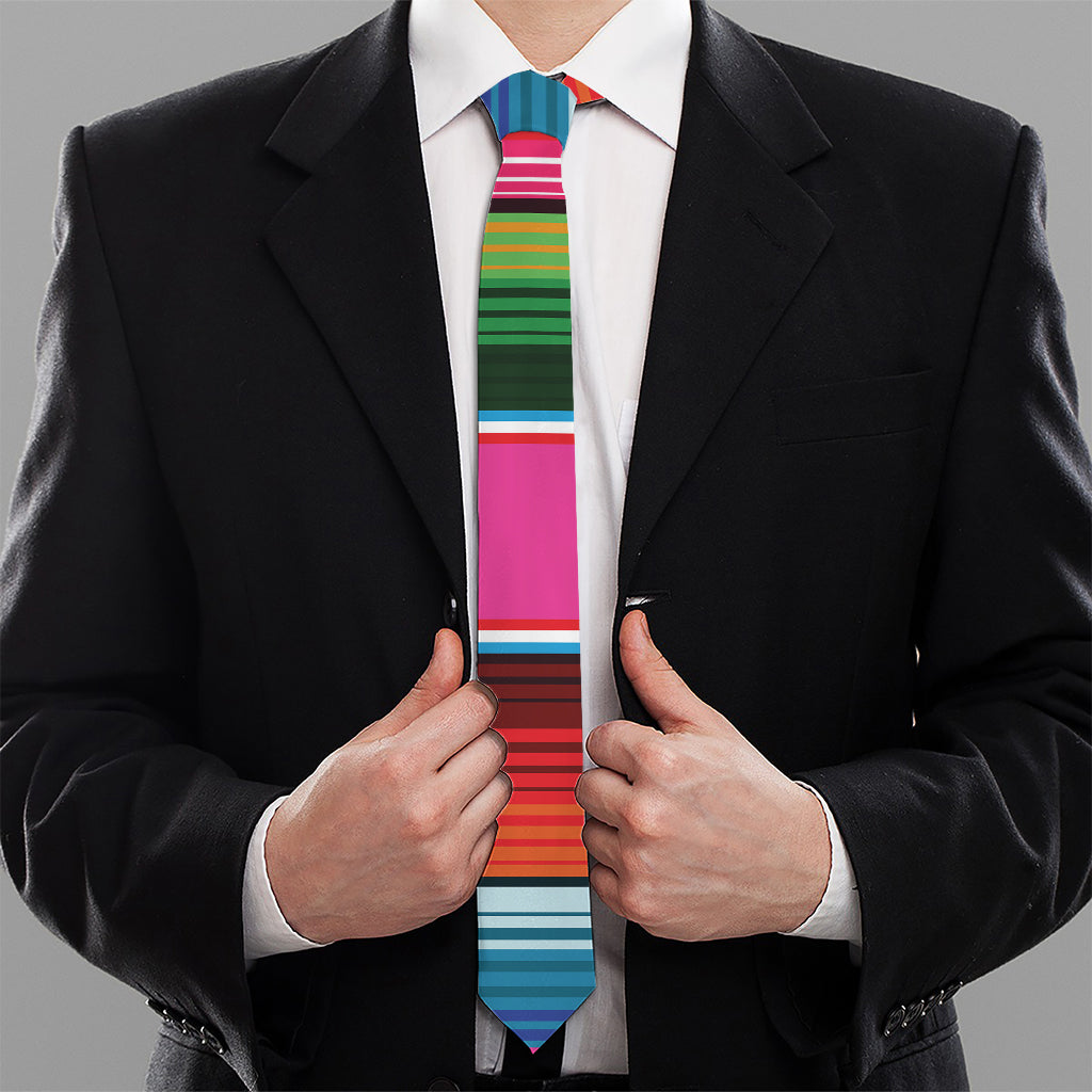 Colorful Mexican Blanket Stripe Print Necktie