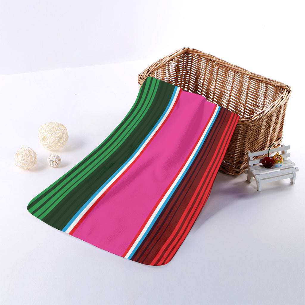 Colorful Mexican Blanket Stripe Print Towel