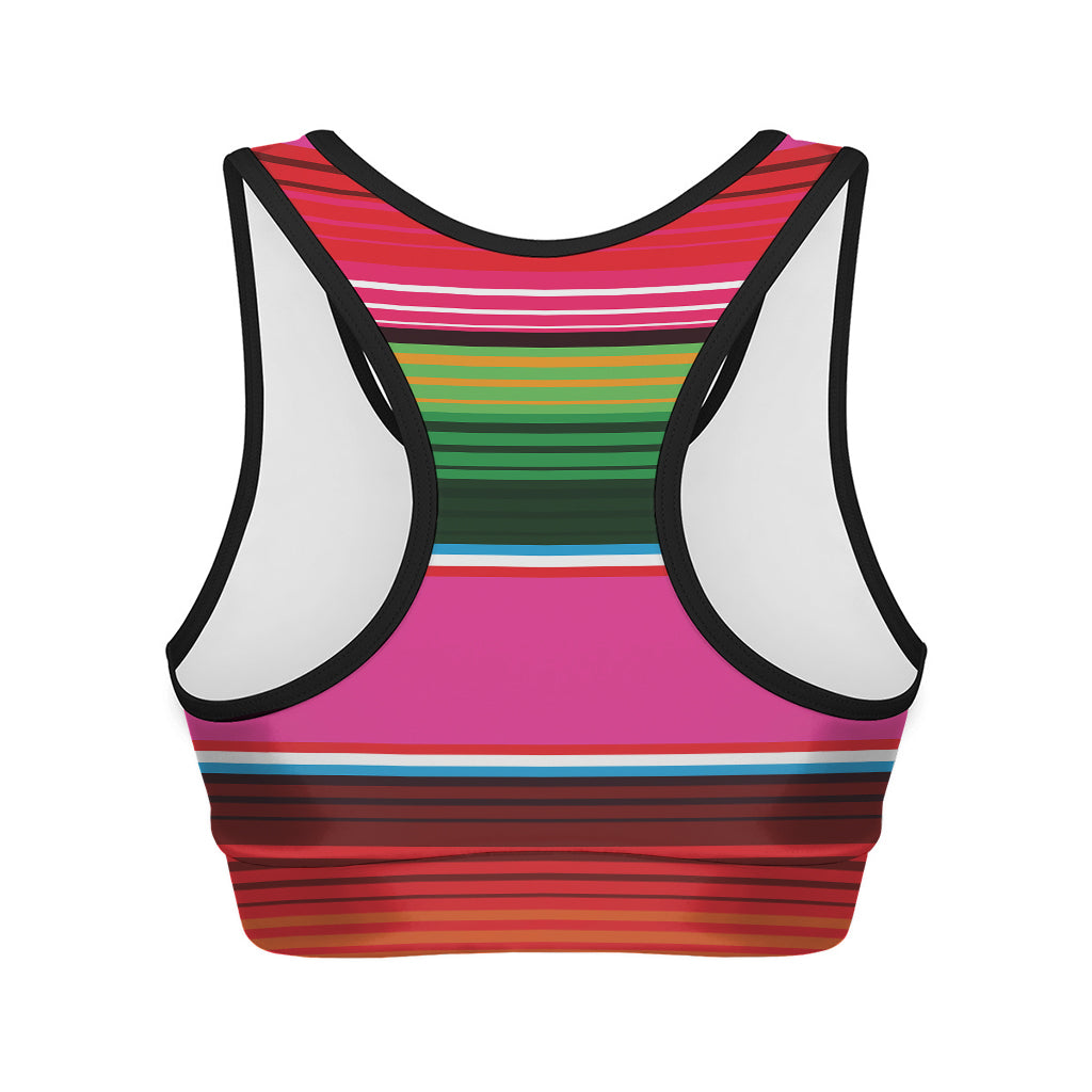 Colorful Mexican Blanket Stripe Print Women's Sports Bra