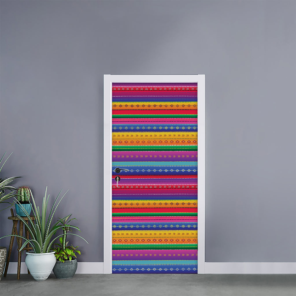 Colorful Mexican Serape Pattern Print Door Sticker