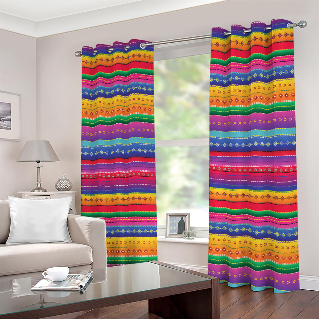 Colorful Mexican Serape Pattern Print Extra Wide Grommet Curtains