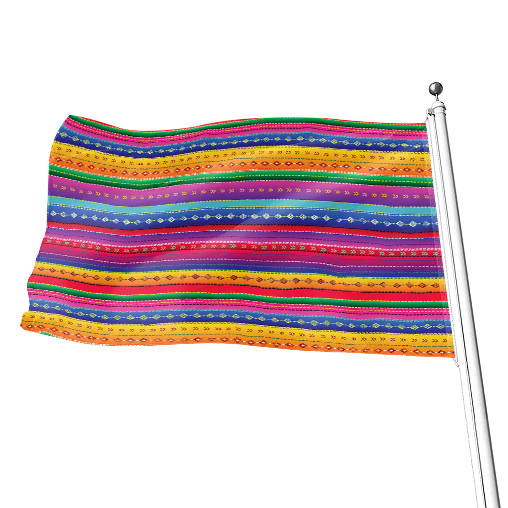 Colorful Mexican Serape Pattern Print Flag