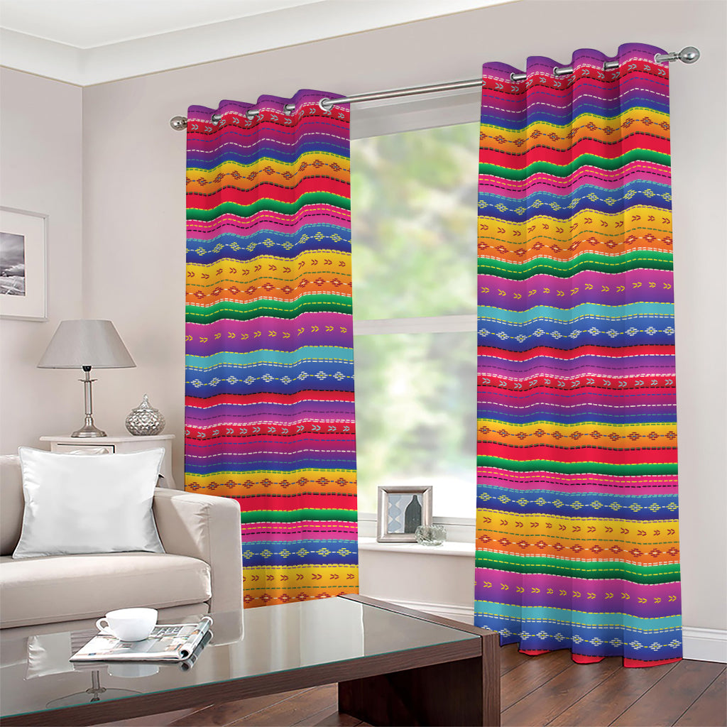 Colorful Mexican Serape Pattern Print Grommet Curtains