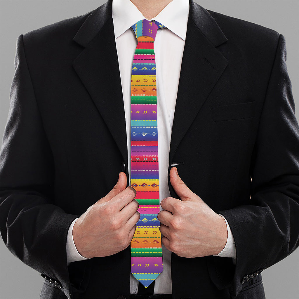 Colorful Mexican Serape Pattern Print Necktie
