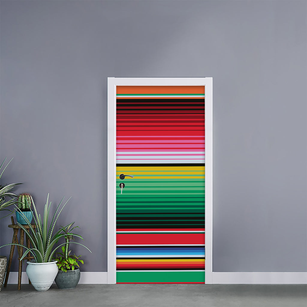 Colorful Mexican Serape Stripe Print Door Sticker