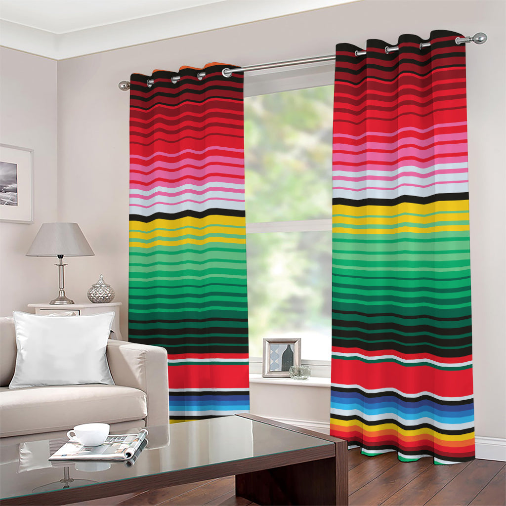 Colorful Mexican Serape Stripe Print Extra Wide Grommet Curtains