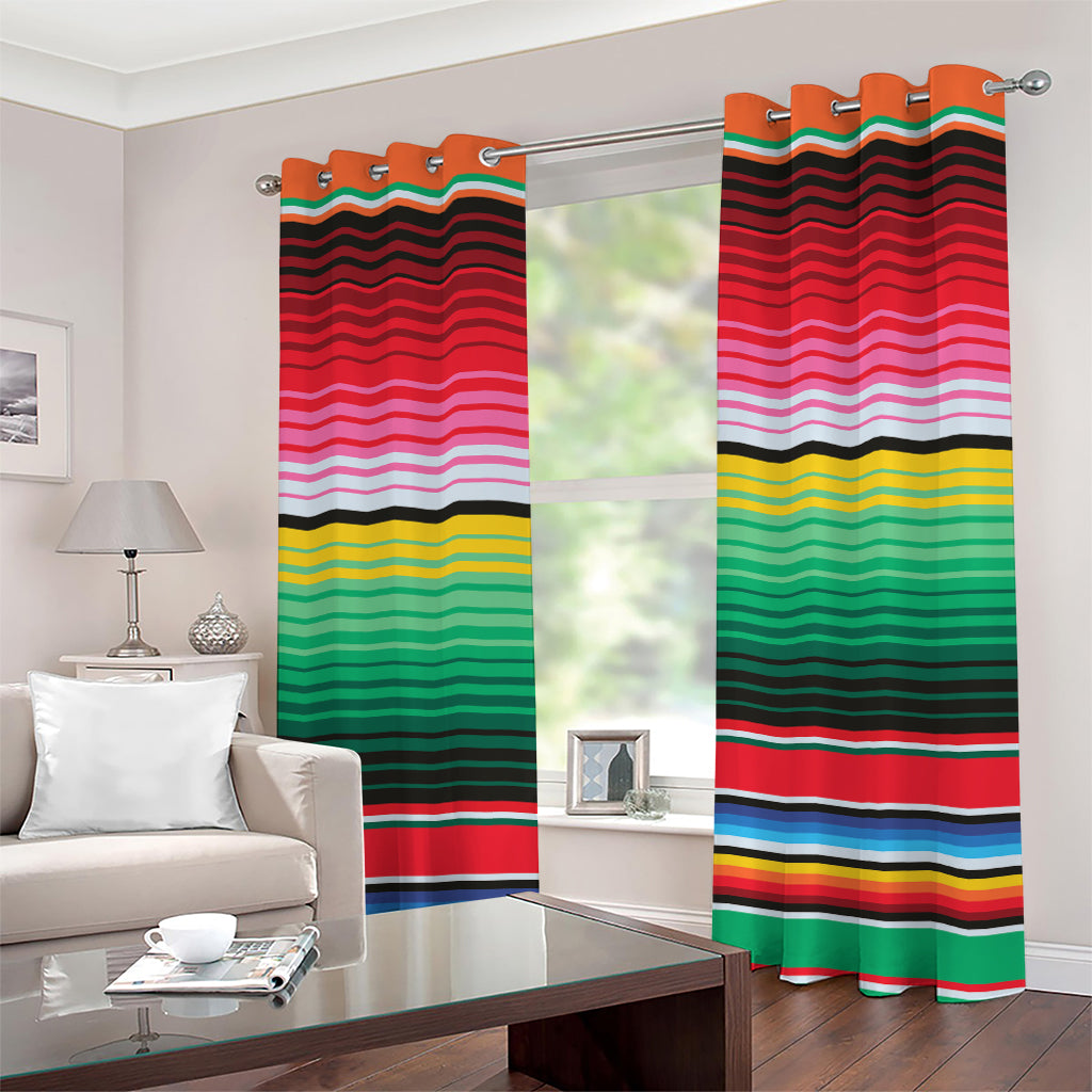 Colorful Mexican Serape Stripe Print Grommet Curtains