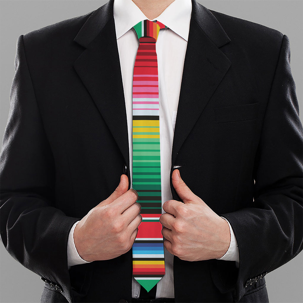 Colorful Mexican Serape Stripe Print Necktie