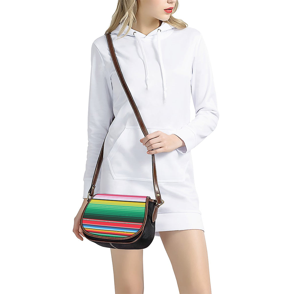 Colorful Mexican Serape Stripe Print Saddle Bag